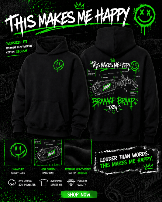 Braaaap Braap Oversized Hoodie Grün